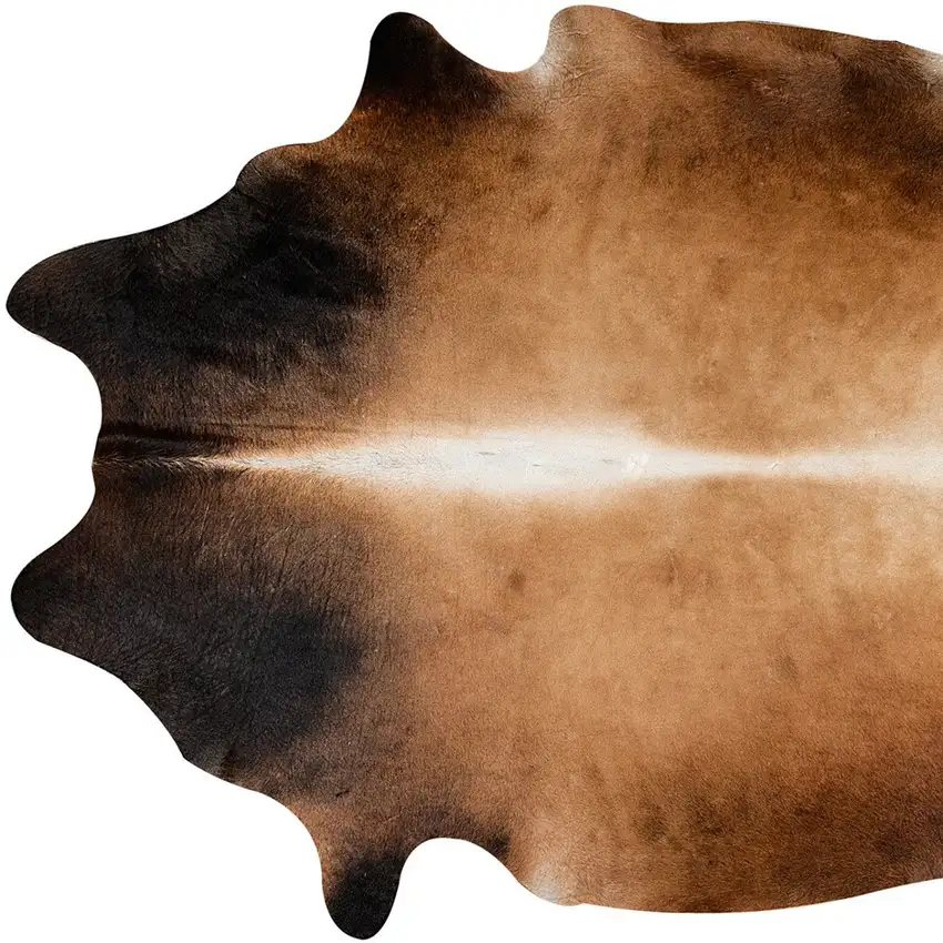 Dark Brown and Tan Genuine Cowhide Hand Knotted Area Rug Photo 3