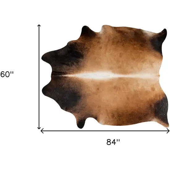 Dark Brown and Tan Genuine Cowhide Hand Knotted Area Rug Photo 5