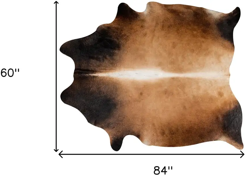 Dark Brown and Tan Genuine Cowhide Hand Knotted Area Rug Photo 5