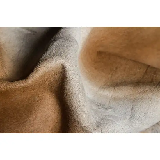 Dark Brown and Tan Genuine Cowhide Hand Knotted Area Rug Photo 6