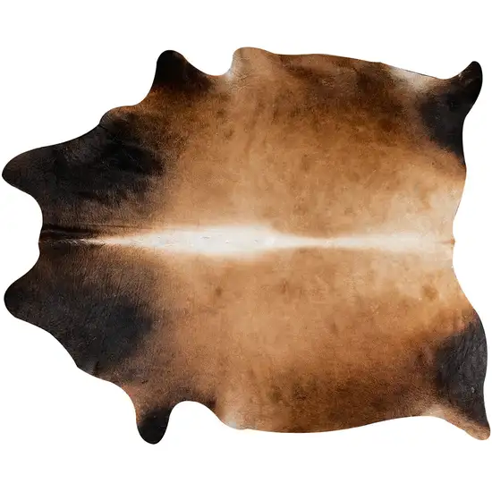 Dark Brown and Tan Genuine Cowhide Hand Knotted Area Rug Photo 2