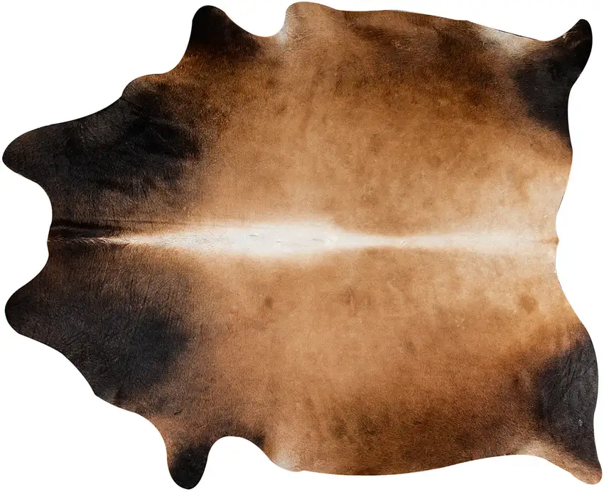 Dark Brown and Tan Genuine Cowhide Hand Knotted Area Rug Photo 2