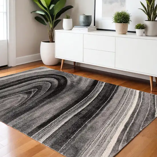 Dark Gray Abstract Illusional Area Rug Photo 1