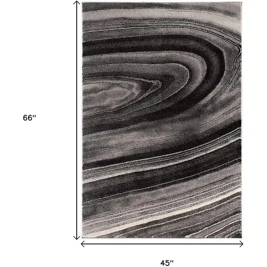 Dark Gray Abstract Illusional Area Rug Photo 7
