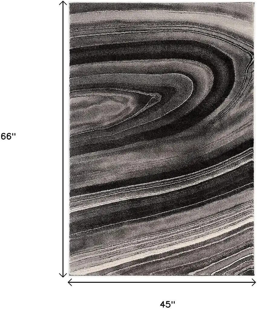 Dark Gray Abstract Illusional Area Rug Photo 7