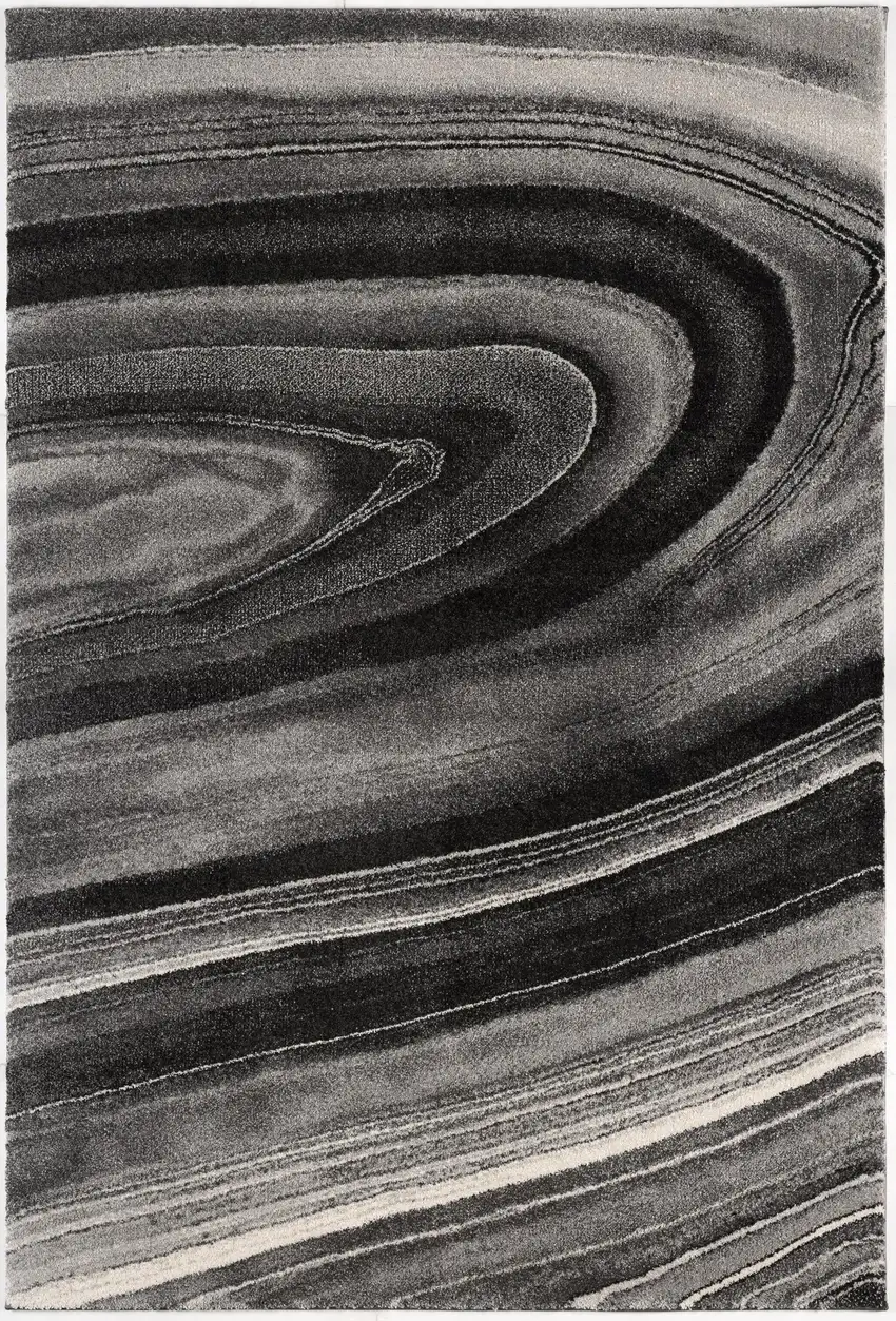Dark Gray Abstract Illusional Area Rug Photo 4