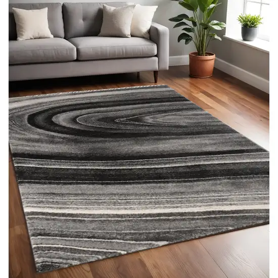 Dark Gray Abstract Illusional Area Rug Photo 1