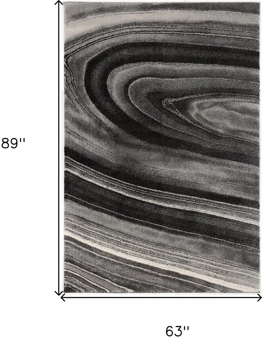 Dark Gray Abstract Illusional Area Rug Photo 3