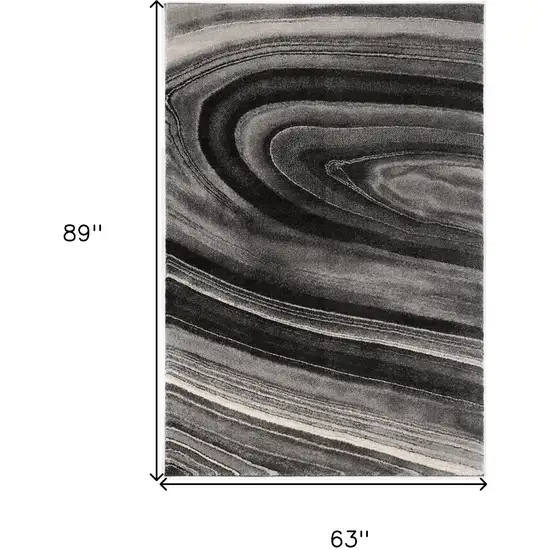 Dark Gray Abstract Illusional Area Rug Photo 3