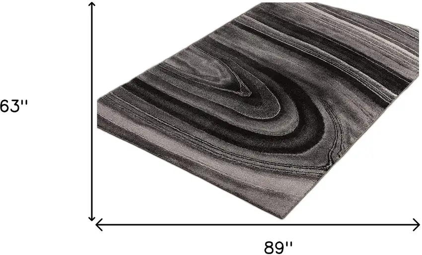 5' x 8' Dark Gray Abstract Illusional Area Rug Photo 6