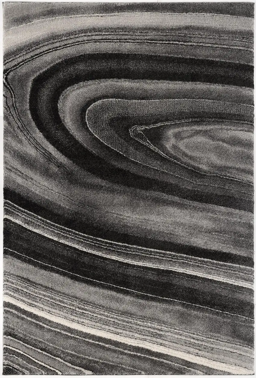 Dark Gray Abstract Illusional Area Rug Photo 2