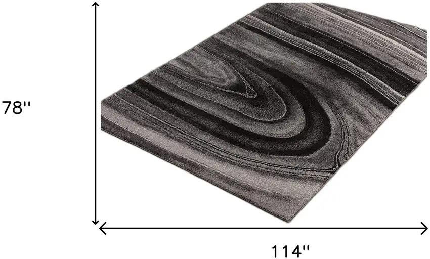 7' x 10' Dark Gray Abstract Illusional Area Rug Photo 6