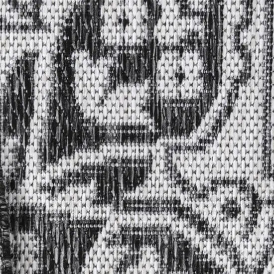 Dark Gray And Cream Medallion Indoor Outdoor Area Rug Photo 2