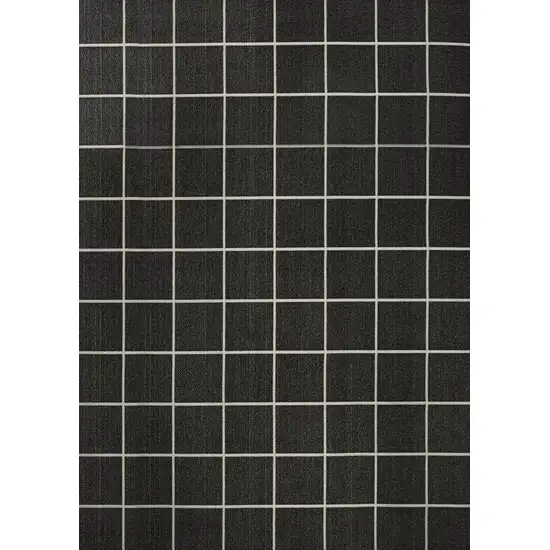 Dark Gray And Cream Plaid Indoor Outdoor Area Rug Photo 2