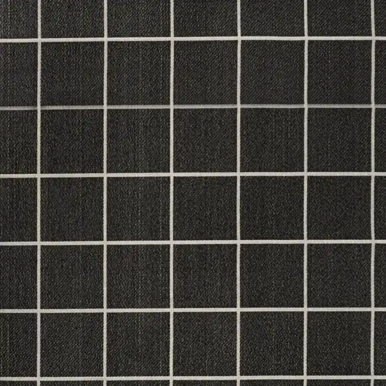 Dark Gray And Cream Plaid Indoor Outdoor Area Rug Photo 4