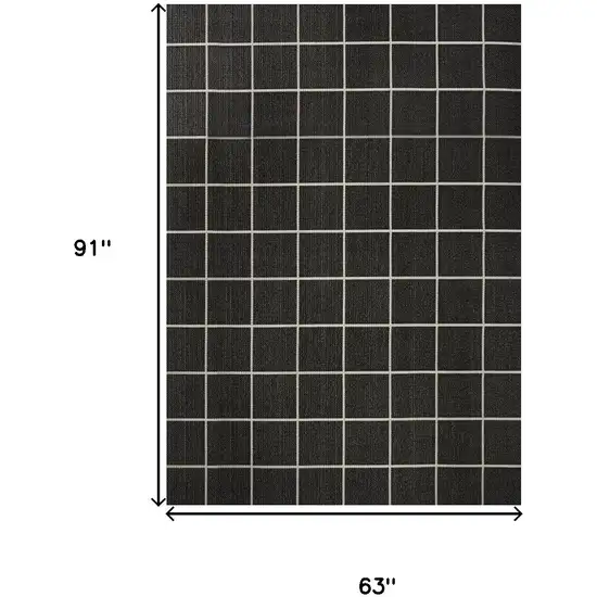 Dark Gray And Cream Plaid Indoor Outdoor Area Rug Photo 3