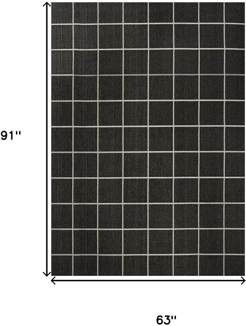 Dark Gray And Cream Plaid Indoor Outdoor Area Rug Photo 3