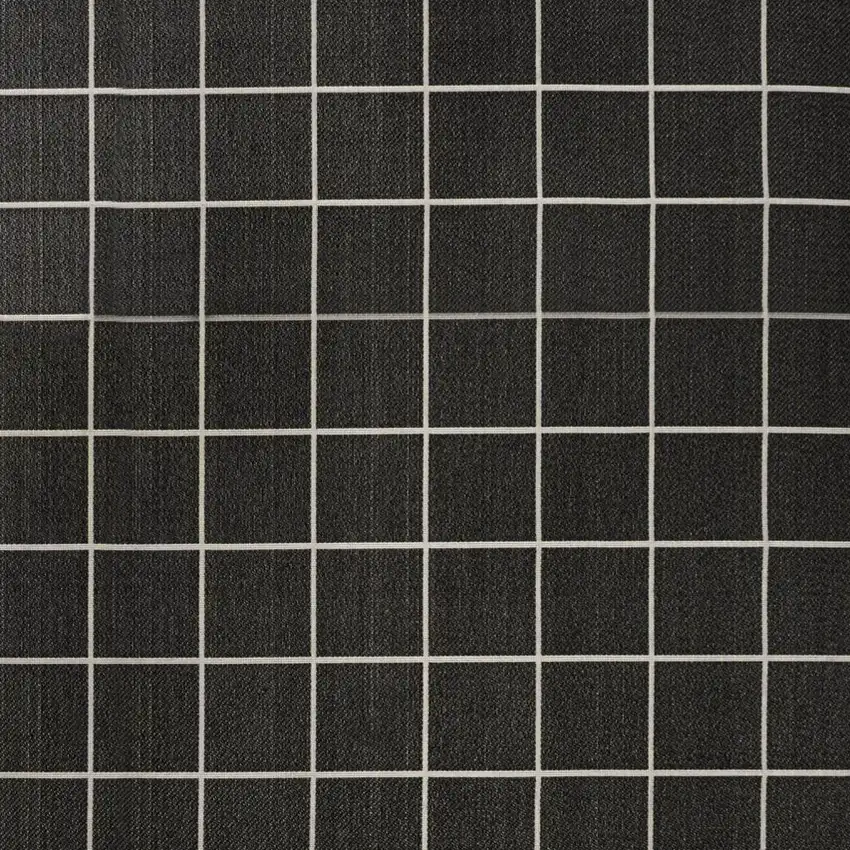 Dark Gray And Cream Plaid Indoor Outdoor Area Rug Photo 5