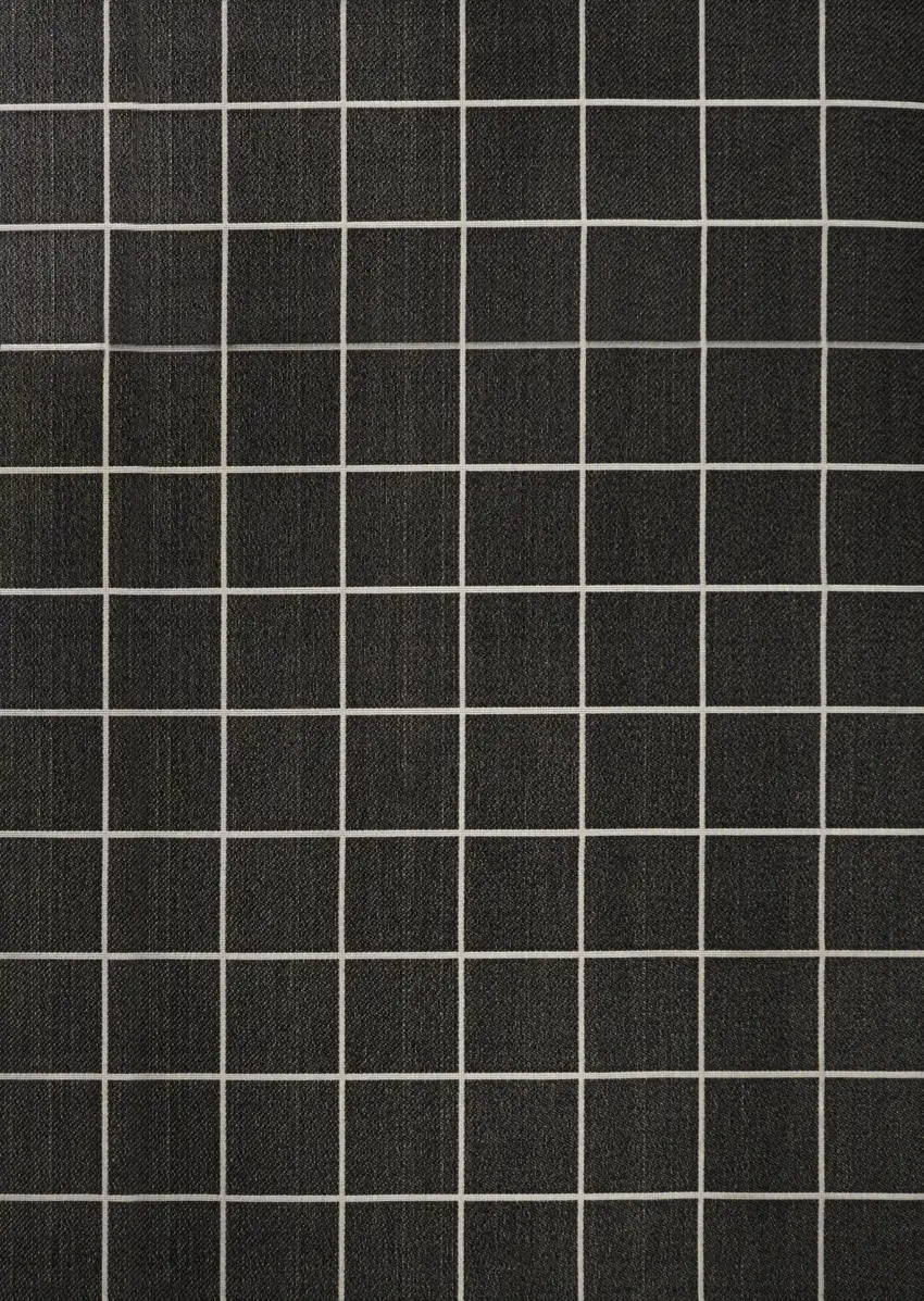 Dark Gray And Cream Plaid Indoor Outdoor Area Rug Photo 2