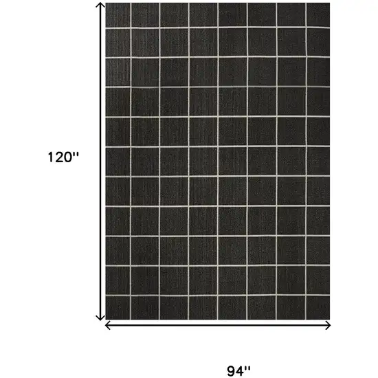 Dark Gray And Cream Plaid Indoor Outdoor Area Rug Photo 3