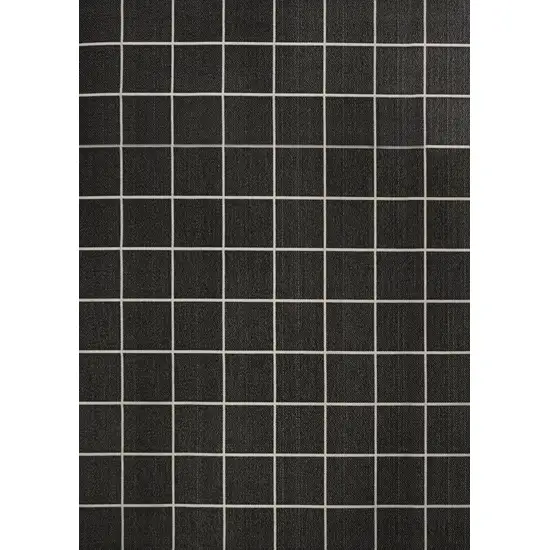 Dark Gray And Cream Plaid Indoor Outdoor Area Rug Photo 5