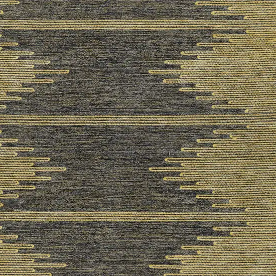 Dark Gray And Gold Abstract Washable Indoor Outdoor Area Rug Photo 6