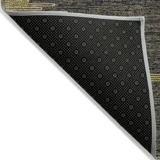 Dark Gray And Gold Abstract Washable Indoor Outdoor Area Rug Photo 4
