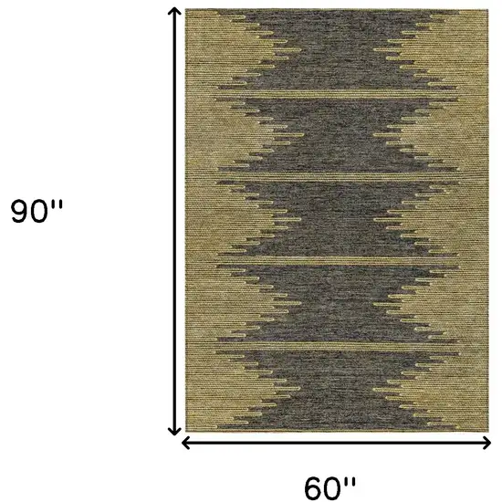 Dark Gray And Gold Abstract Washable Indoor Outdoor Area Rug Photo 3