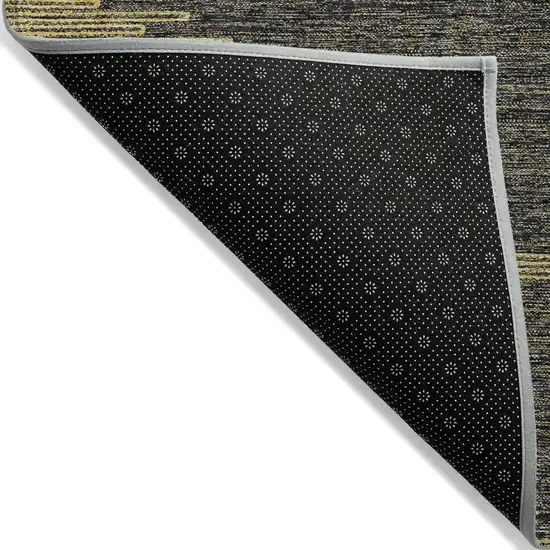 Dark Gray And Gold Abstract Washable Indoor Outdoor Area Rug Photo 4