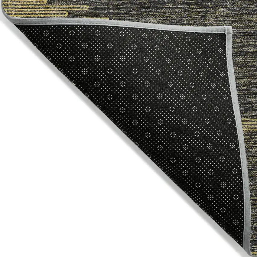 Dark Gray And Gold Abstract Washable Indoor Outdoor Area Rug Photo 4