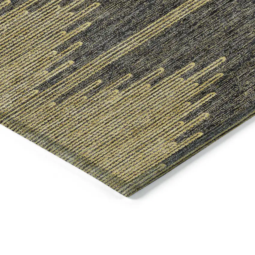 Dark Gray And Gold Abstract Washable Indoor Outdoor Area Rug Photo 5