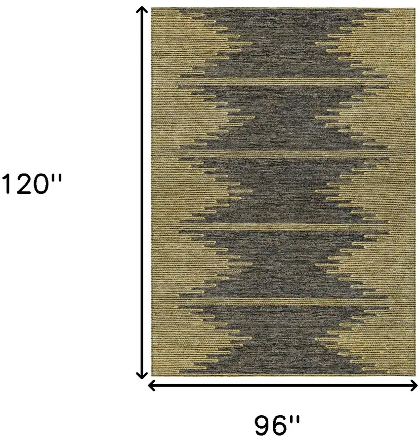 Dark Gray And Gold Abstract Washable Indoor Outdoor Area Rug Photo 3