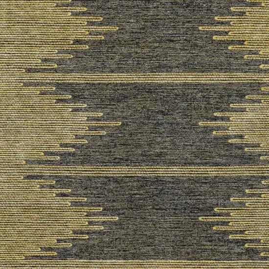 Dark Gray And Gold Abstract Washable Indoor Outdoor Area Rug Photo 6