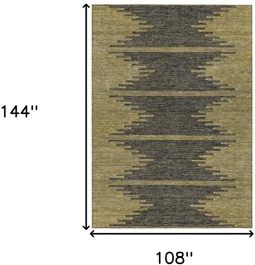 Dark Gray And Gold Abstract Washable Indoor Outdoor Area Rug Photo 3