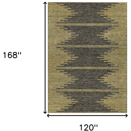 Dark Gray And Gold Abstract Washable Indoor Outdoor Area Rug Photo 3