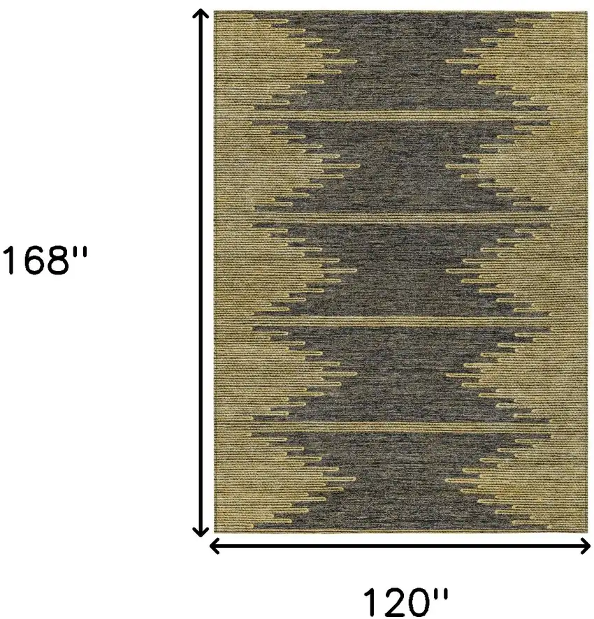 Dark Gray And Gold Abstract Washable Indoor Outdoor Area Rug Photo 3