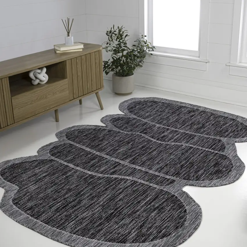 Dark Gray And Gray Medallion Indoor Outdoor Area Rug Photo 6