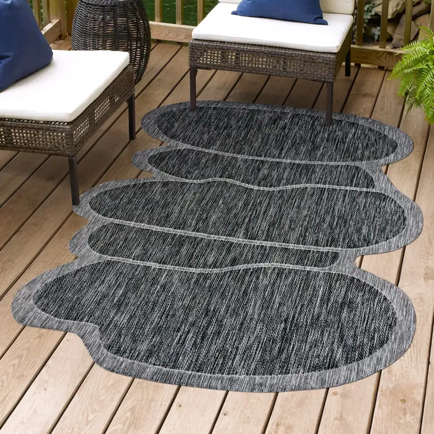 Dark Gray And Gray Medallion Indoor Outdoor Area Rug Photo 9