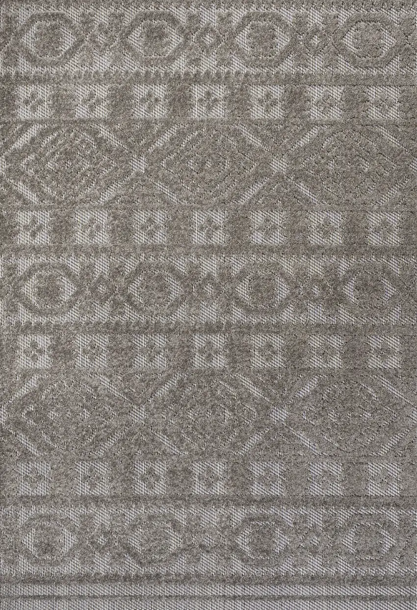 Dark Gray And Ivory Moroccan Indoor Outdoor Area Rug Photo 1