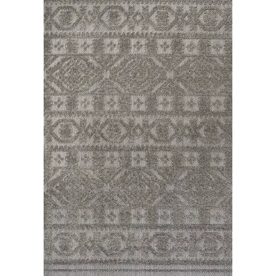 Dark Gray And Ivory Moroccan Indoor Outdoor Area Rug Photo 1