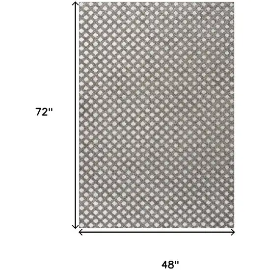 Dark Gray And Ivory Trellis Indoor Outdoor Area Rug Photo 5