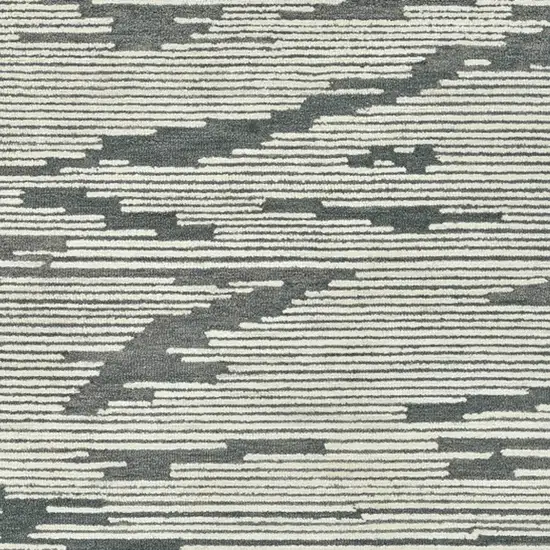 Dark Gray And Ivory Wool Geometric Hand Hooked Area Rug Photo 9