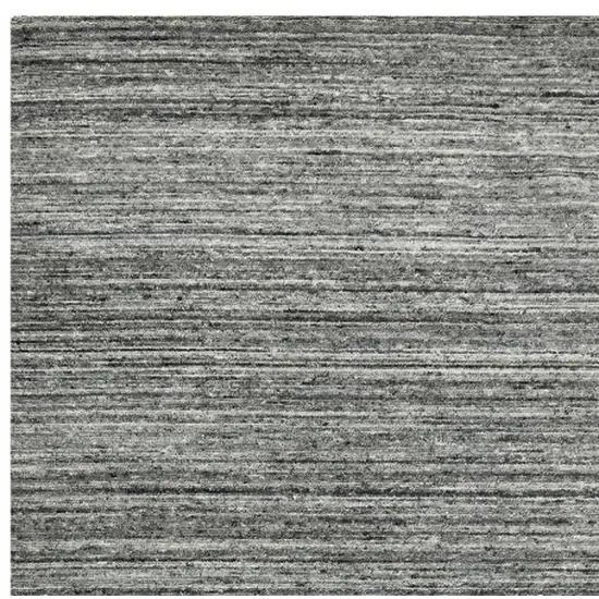 Dark Gray And Ivory Wool Striped Hand Woven Area Rug Photo 6