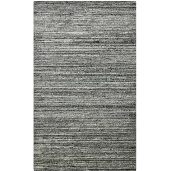 Dark Gray And Ivory Wool Striped Hand Woven Area Rug Photo 3