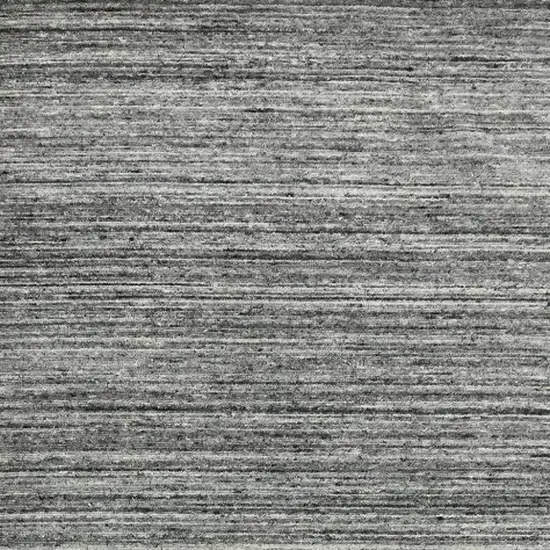 Dark Gray And Ivory Wool Striped Hand Woven Area Rug Photo 4