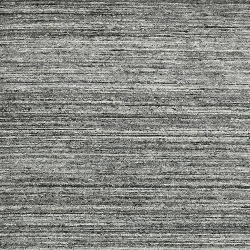 Dark Gray And Ivory Wool Striped Hand Woven Area Rug Photo 4