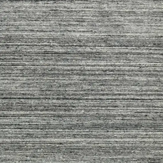 Dark Gray And Ivory Wool Striped Hand Woven Area Rug Photo 9
