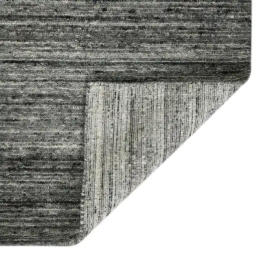 Dark Gray And Ivory Wool Striped Hand Woven Area Rug Photo 5