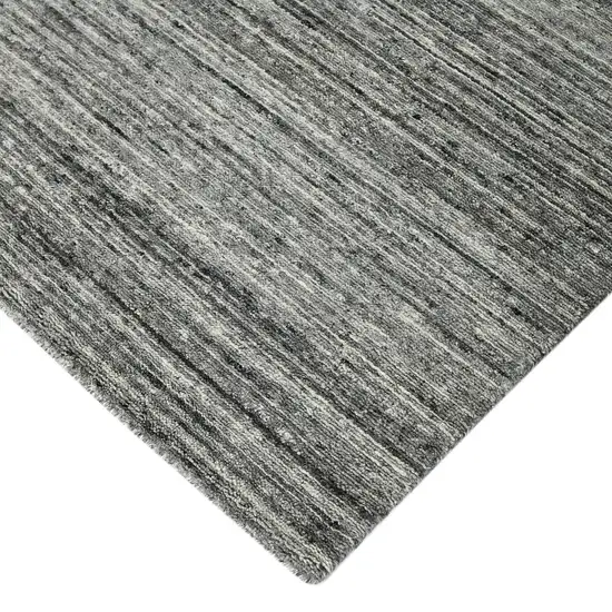 Dark Gray And Ivory Wool Striped Hand Woven Area Rug Photo 4