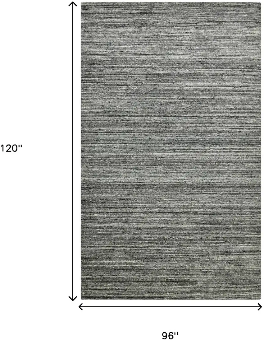 Dark Gray And Ivory Wool Striped Hand Woven Area Rug Photo 8